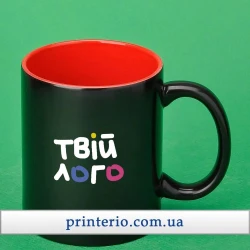 Чашка для сублимации Sublime ХАМЕЛЕОН FULL BLAK с вашим лого цветная внутри  330 мл